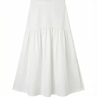 Andy Shirred Flare A-Line Body Shape Correction Long Cotton Skirt for Slim Waist and Wide Waist