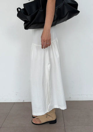 Andy Shirred Flare A-Line Body Shape Correction Long Cotton Skirt for Slim Waist and Wide Waist