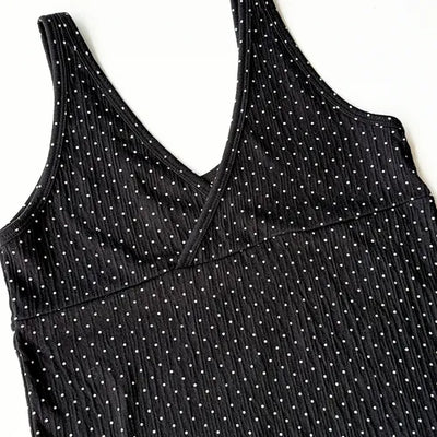 Bonbon V-neck Dot All-Season Slim Bustier Top Sleeveless
