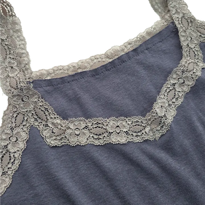 Seri Lace Square Neck V-Neck Frill Layered Mori Girl Vintage Semi-Crop Summer Spring Sleeveless Top