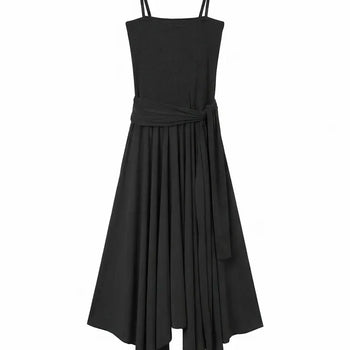 Monica Wrap Flare Square Neck Sleeveless Bustier Long Korean Body Shape Correction Flare Tiered Summer  A-Line Flare Dress