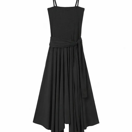 Monica Wrap Flare Square Neck Sleeveless Bustier Long Korean Body Shape Correction Flare Tiered Summer  A-Line Flare Dress