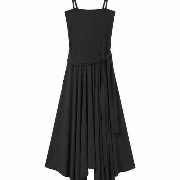 Monica Wrap Flare Square Neck Sleeveless Bustier Long Korean Body Shape Correction Flare Tiered Summer  A-Line Flare Dress