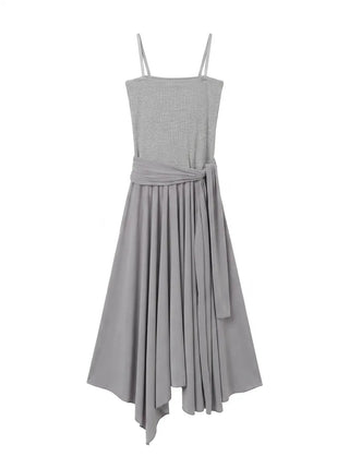 Monica Wrap Flare Square Neck Sleeveless Bustier Long Korean Body Shape Correction Flare Tiered Summer  A-Line Flare Dress