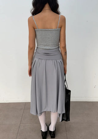Monica Wrap Flare Square Neck Sleeveless Bustier Long Korean Body Shape Correction Flare Tiered Summer  A-Line Flare Dress