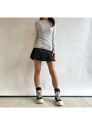 Boat Neck Lip Neck Daily Stretchy Long Sleeve T-shirt