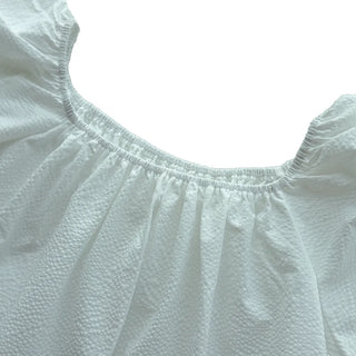 Berry Scarf Belt Square Neck Shirred Balloon Maternity Suitable Oversized Petite Layering  Summer Puff Sleeve Wedding Guest Short Sleeve Dress
