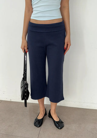Celine Capri Low-Rise Semi-Wide 34 Length Ribbed Bermuda Bootcut Summer Soft Training Pants