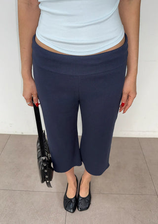 Celine Capri Low-Rise Semi-Wide 34 Length Ribbed Bermuda Bootcut Summer Soft Training Pants