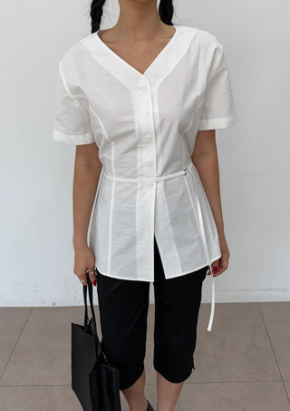 Bonne Wrap V-Neck BrandQual Jacket Two-Way Puff Shirred Wrap Arm Cover Wedding Guest Summer Short Sleeve Blouse