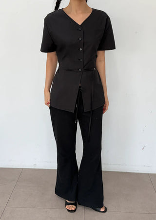 Bonne Wrap V-Neck BrandQual Jacket Two-Way Puff Shirred Wrap Arm Cover Wedding Guest Summer Short Sleeve Blouse