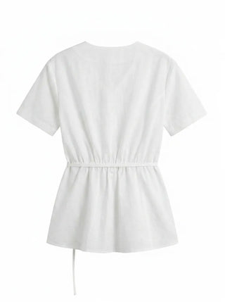 Bonne Wrap V-Neck BrandQual Jacket Two-Way Puff Shirred Wrap Arm Cover Wedding Guest Summer Short Sleeve Blouse