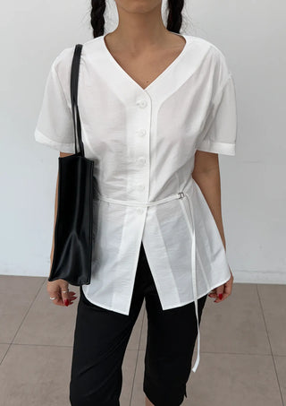 Bonne Wrap V-Neck BrandQual Jacket Two-Way Puff Shirred Wrap Arm Cover Wedding Guest Summer Short Sleeve Blouse