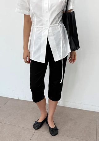 Salty Capri Spandex Slit Side Slit Korean Slacks Suit Wedding Guest Daily 34 Length  Pants