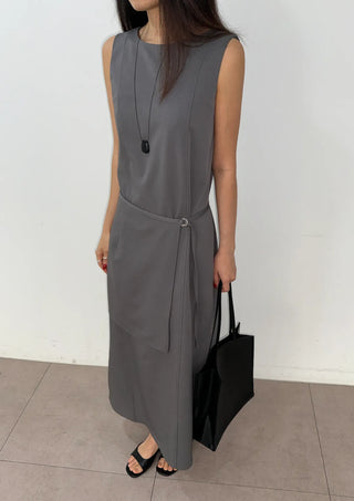 Layered Wedding Guest Sleeveless Long Round Neck H-Line Summer Dress