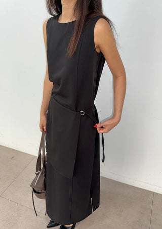 Layered Wedding Guest Sleeveless Long Round Neck H-Line Summer Dress