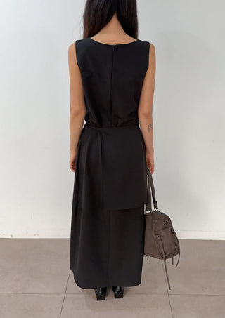 Layered Wedding Guest Sleeveless Long Round Neck H-Line Summer Dress