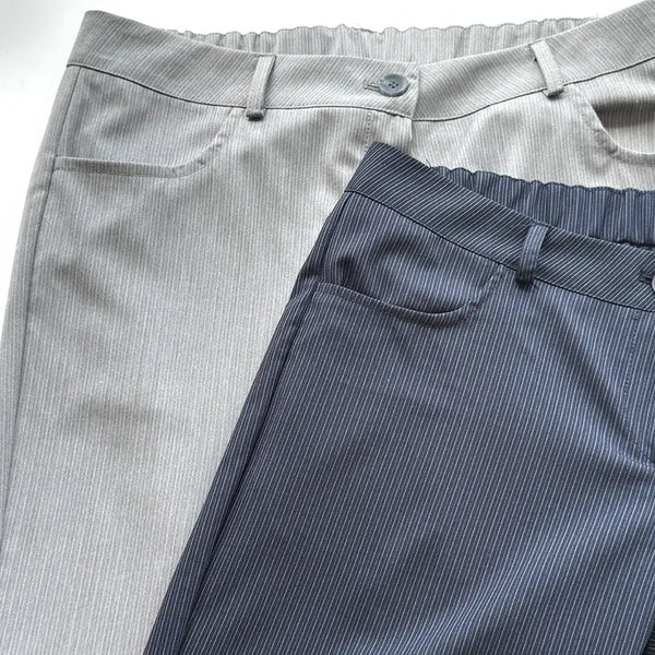 Zeb Stripe Low-Rise 34 Length Capri Lace Hip Slacks Summer Pants