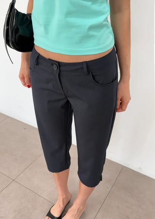 Zeb Stripe Low-Rise 34 Length Capri Lace Hip Slacks Summer Pants