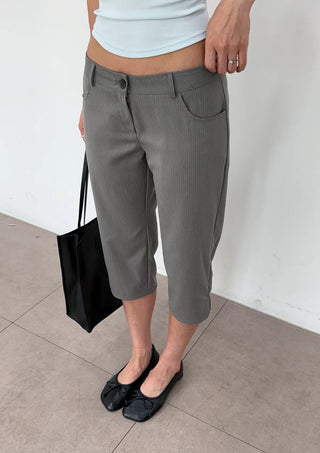 Zeb Stripe Low-Rise 34 Length Capri Lace Hip Slacks Summer Pants