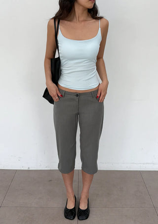 Zeb Stripe Low-Rise 34 Length Capri Lace Hip Slacks Summer Pants