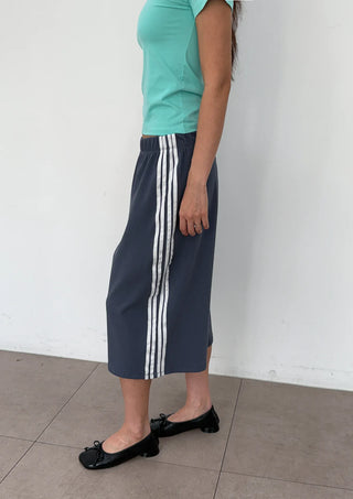 Noir Bermuda Wide 34 Length Capri Elastic Waist Pigment Domestic Tape Summer Elastic Waist Pants
