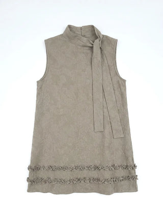 Dua Jacquard Frill H-Line Sleeveless Layered Guest Perforated Sleeveless Dress