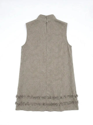 Dua Jacquard Frill H-Line Sleeveless Layered Guest Perforated Sleeveless Dress