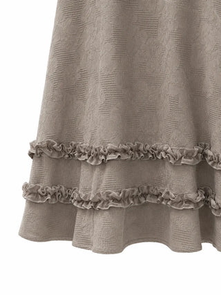 Dua Jacquard Frill H-Line Sleeveless Layered Guest Perforated Sleeveless Dress