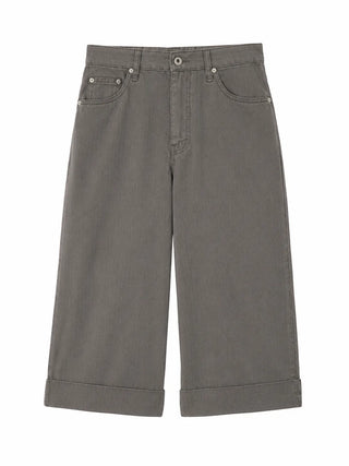Cashmere Capri Herringbone Roll-up Semi-Wide Back Belt Summer 34 Length Pants