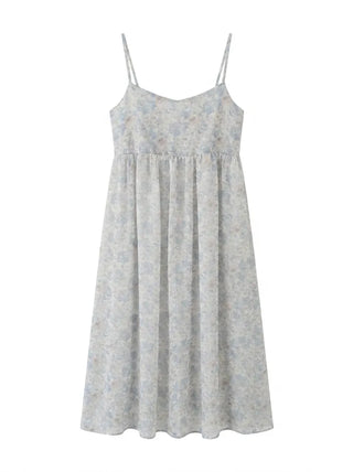 Jamie Flower Tiered Adjustable Shoulder A-Line Bustier See-through Sleeveless Balloon Layered Maternity Wear  V-Neck Chiffon Elastic Dress