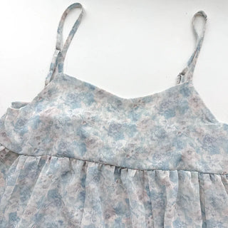 Jamie Flower Tiered Adjustable Shoulder A-Line Bustier See-through Sleeveless Balloon Layered Maternity Wear  V-Neck Chiffon Elastic Dress