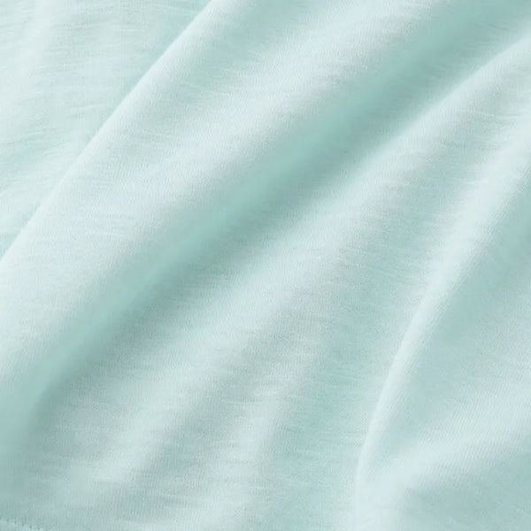 Filly Asymmetrical Boat Neck Loose Box Over Off-Shoulder Mint Core Summer Short Sleeve T-shirt