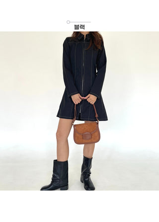 Autumn Stitch Mini Long Sleeve Dress