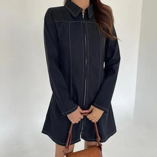 Autumn Stitch Mini Long Sleeve Dress