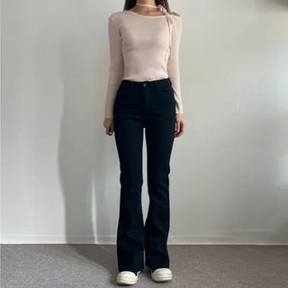 Stretchy Spandex Semi-Bootcut Black Denim