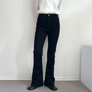 Stretchy Spandex Semi-Bootcut Black Denim