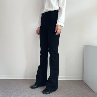 Stretchy Spandex Semi-Bootcut Black Denim