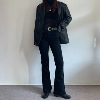 Stretchy Spandex Semi-Bootcut Black Denim