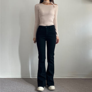 Stretchy Spandex Semi-Bootcut Black Denim