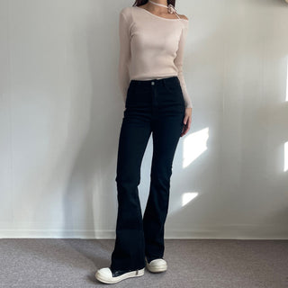 Stretchy Spandex Semi-Bootcut Black Denim