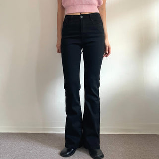Stretchy Spandex Semi-Bootcut Black Denim