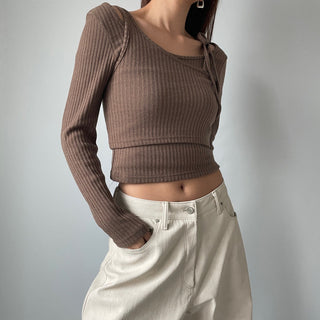 Three-way Layered Off-shoulder Asymmetrical T-shirt