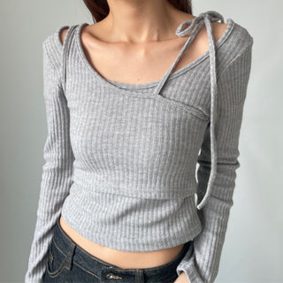 Three-way Layered Off-shoulder Asymmetrical T-shirt