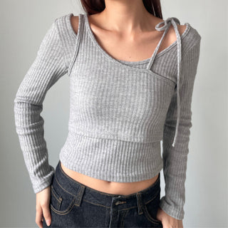 Three-way Layered Off-shoulder Asymmetrical T-shirt