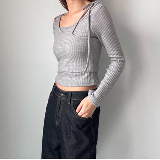 Three-way Layered Off-shoulder Asymmetrical T-shirt
