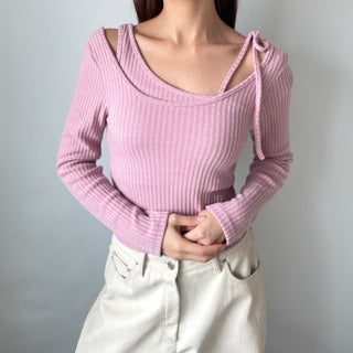 Three-way Layered Off-shoulder Asymmetrical T-shirt