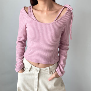 Three-way Layered Off-shoulder Asymmetrical T-shirt