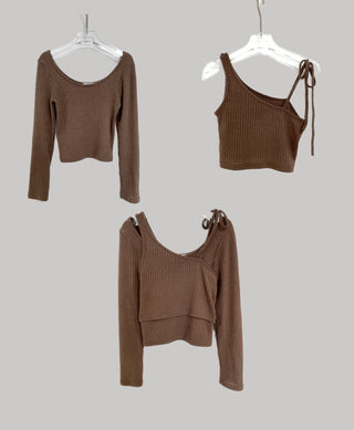 Three-way Layered Off-shoulder Asymmetrical T-shirt