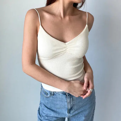 Daily Korean Sleeveless Top with Cups